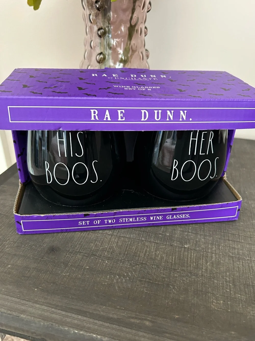 RAE DUNN Stemless Halloween Wine Glasses